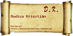 Dudics Krisztián névjegykártya